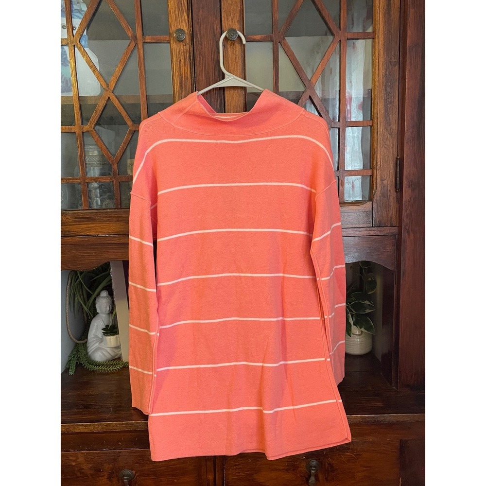 J.‎ Jill Reversible Coral White Stripe Mock Neck Sweater Tunic Size Small New - Picture 2 of 5